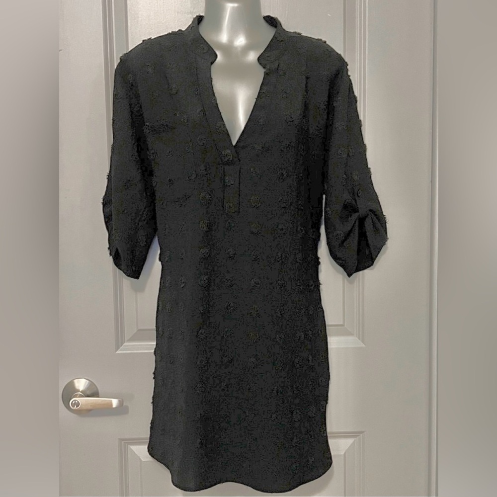 Large black clip dot polka dot  tunic beach pool cover up